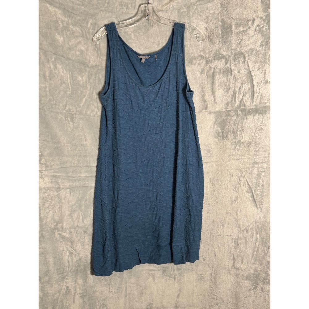 Toad&Co Blue Textured Organic Cotton Tencel Sleeveless Shift Dress XL